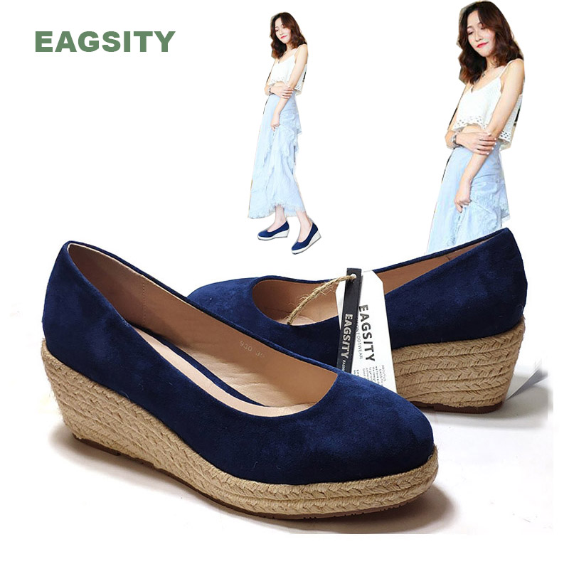 Wedge Espadrille Women - EAGSITY Suede Wedges shoes Pumps women