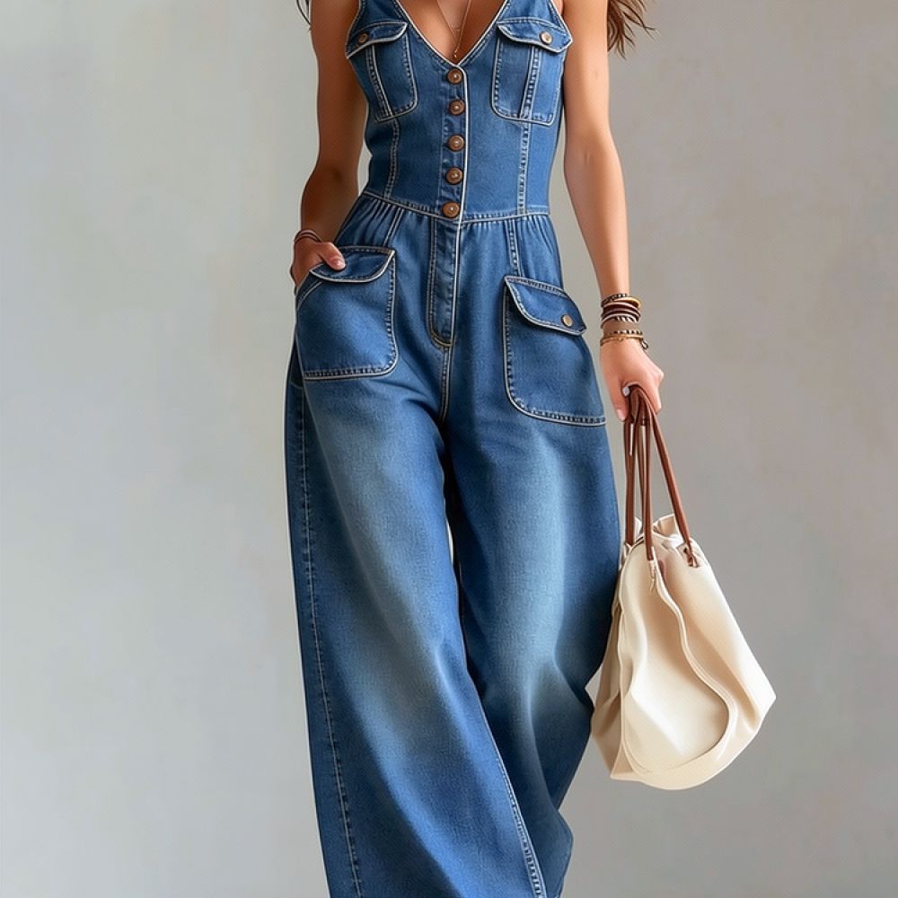 Womens Casual Washed Denim Jum - огляд і ціна Jumpsuit Linen Relaxed