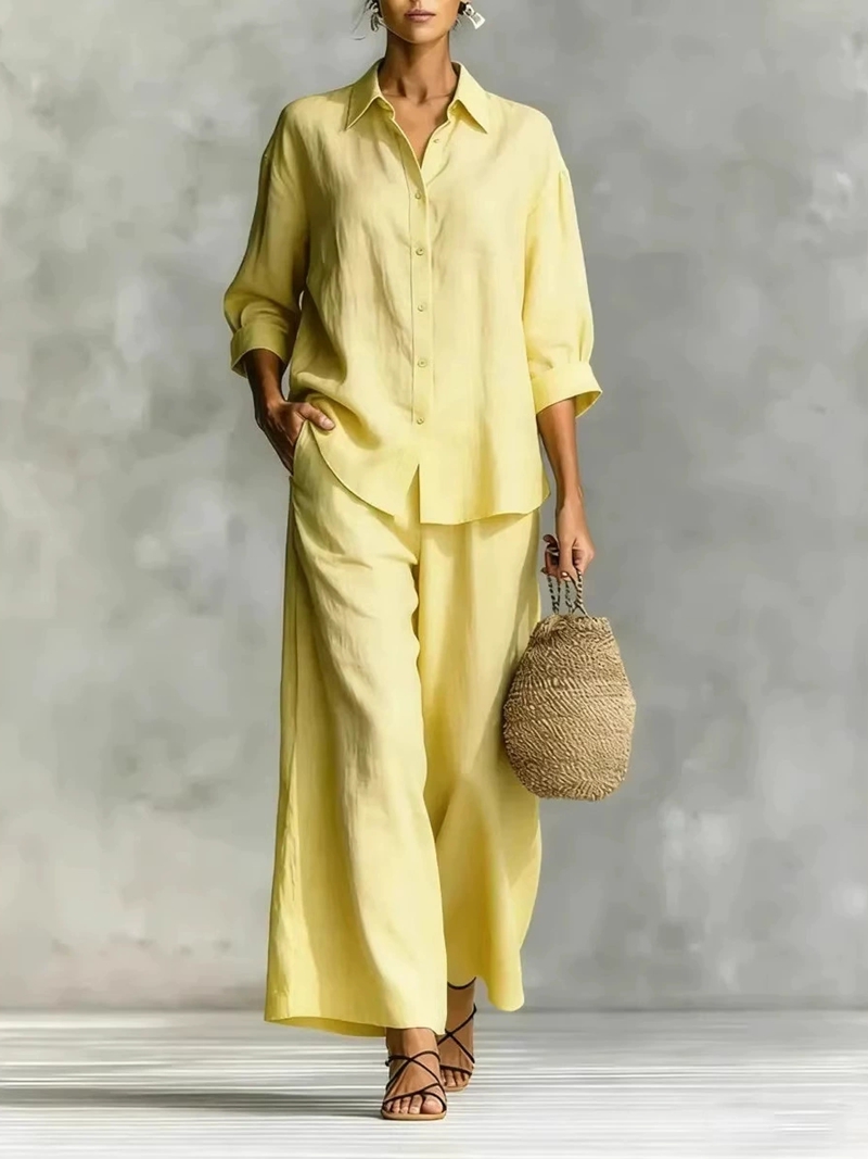 Women's New 7-Sleeve Shirt & W - огляд і ціна Linen Pant Wide