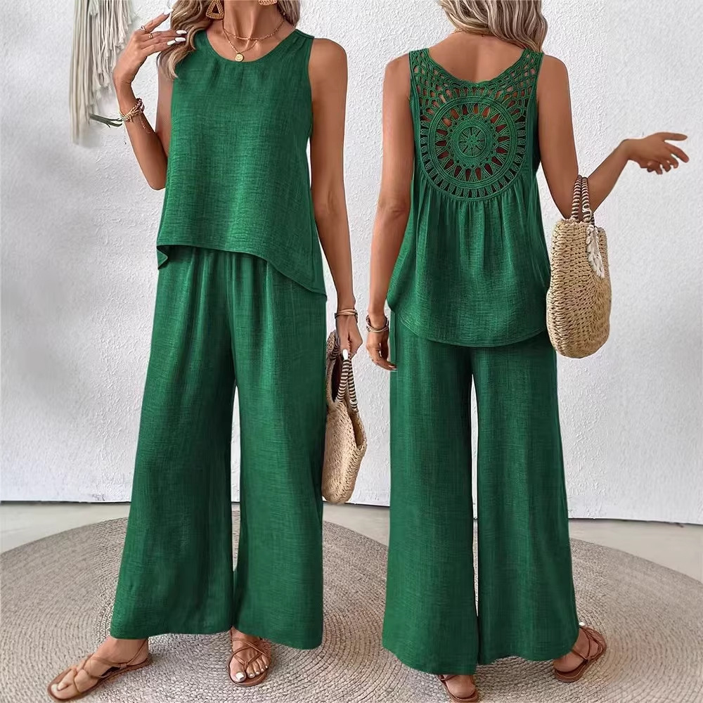 Two Pieces Women Solid Pant Se - огляд і ціна Linen Pant Wide